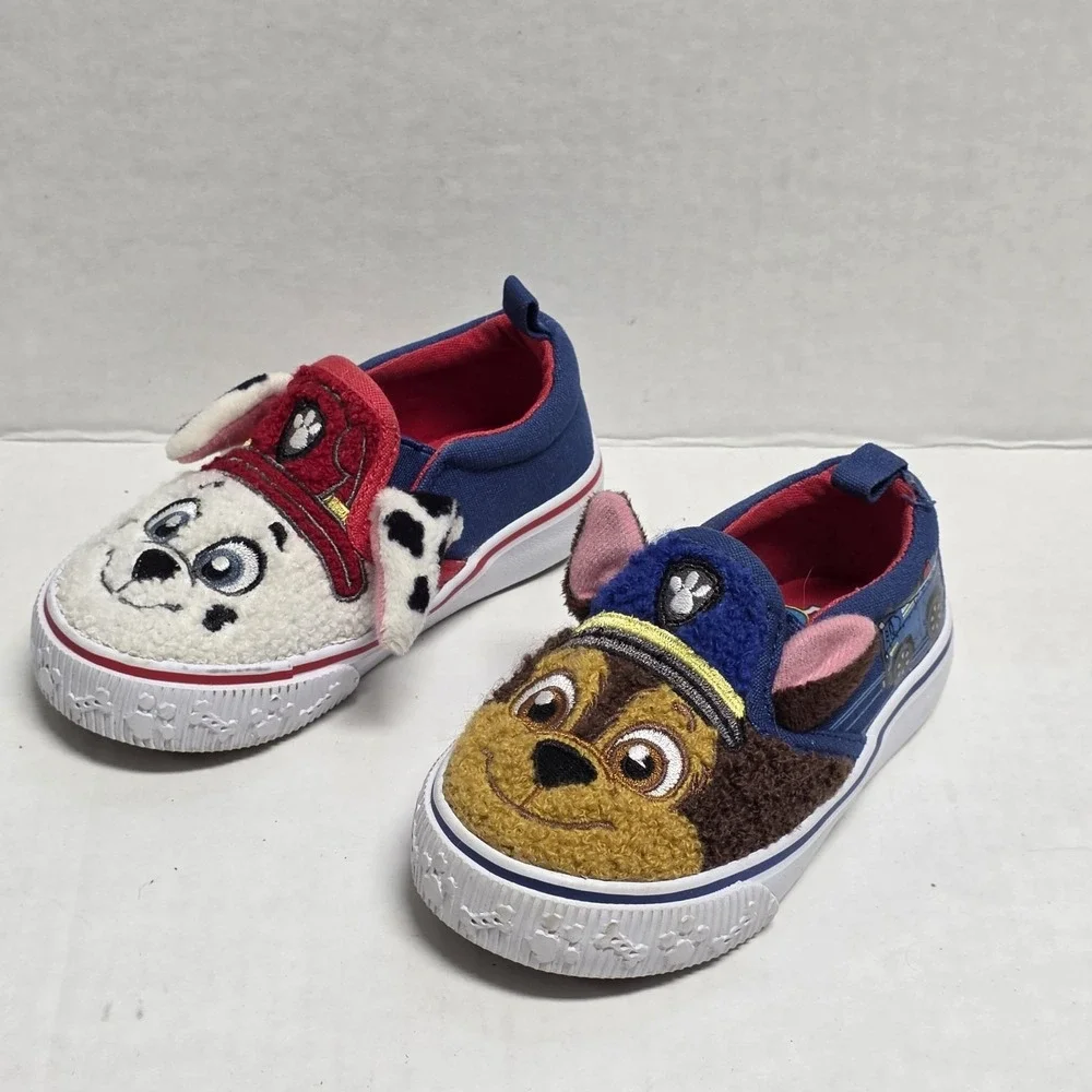 Paw Patrol Characters Toddler Kids Fleece Slip-On Sneakers Size 5 Fuzzy